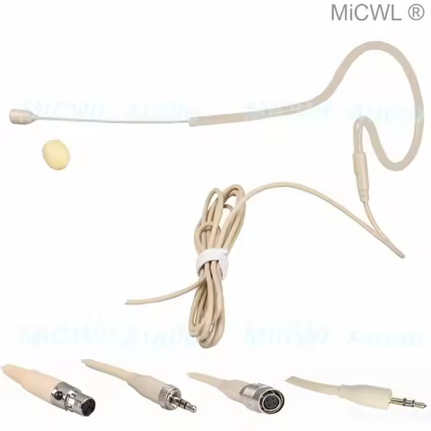 MiCWL SE02 Beige Single ear hook Headset Microphone for Shure AKG Sennheiser Audio-Technica MiPro Wi