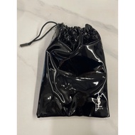 YSL 黑色皮質束口袋 手機包 化妝包 