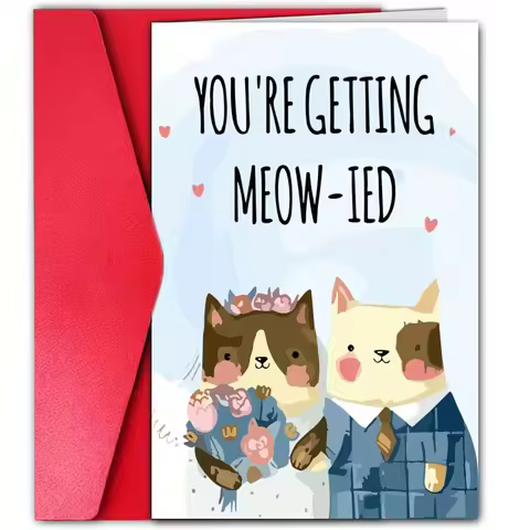 1PC Funny Wedding Anniversary Card Cute Cat Couple Greeting Card for Wife And Husband