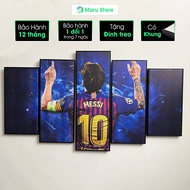 Set of 5 Football Player Paintings, Canvas Material, High Quality Frame, 1m Width, 0.6m Height