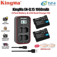 KingMa EN-EL15 Battery and LCD Dual Charger Kit for Nikon D500 D600 D610 D750 D800 D7000 D7100 D7200 D7500 Z8