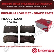 BREMBO GENUINE DISC BRAKE PAD (REAR) FOR NISSAN GTR R35 [3.8L, V6, RS NISMO] (2007-2021YR) - ITALY T