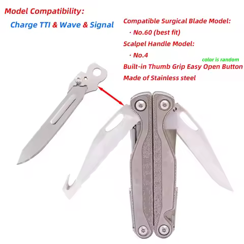 For Leatherman TTI Wave Signal Scalpel Handle with Thumb Grip Easy Open Button Fits Surgical Blades 