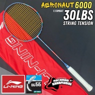 Li-nin AERONOUT BADMINTON RACKET 6000 C COMBAT x BG66 STRINGS 30 LBS 85gr