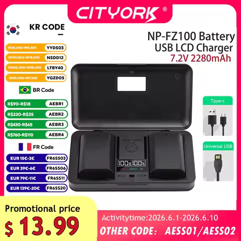 NP-FZ100 NPFZ100 NP FZ100 Battery with Charger Case for Sony a9 A9M2 a7R III a7c a7iv III A6600 A7m3