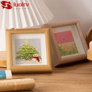 LUOLRV DIY Photo Frame, Wooden Ornaments Wooden Photo Frame, Creative Painting Mounting Square Mini 
