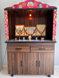 Ready-Fixed Sri Seetharaman Indian Altar Prayers Cabinet / Hindu Prayer Cabinet / Cabinet Sembayang 