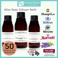 Aroma Sense Reed Diffuser Refill (60ml) with 50 Scents for selection - Fresh &amp; Long Lasting Fragrance Aromatherapy Essential Oil Scent - Lemongrass/ Lavender/ Eucalyptus/ Shangri-La/ Hilton and more