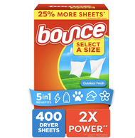 Bounce แผ่นหอมปรับผ้านุ่ม กลิ่น Outdoor Fresh ขนาด 80/ 120/ 160/ 400 แผ่น/กล่อง : 40แผ่น แบ่งขายแผ่น