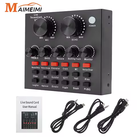 V8 Sound Card Voice Change Live Streaming Singing Karaoke Headset Live External Sound Card Record Fo