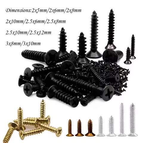 100-1000pcs Mini Phillips Flat Countersunk Head Self Tapping Screw 2x5mm 2x6mm 2x8mm 2x10mm 2.5x6mm 
