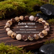 Literary Retro Bead String Exotic Round Bead Stone Bracelet Brown Zebra String Bracelet 1.08