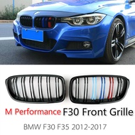 [พร้อมสต็อก] 1คู่ M-สีเงาด้านหน้าไตกระจังหน้าซี่โครงคู่สำหรับ BMW 3 Series F30 F35 2012-2016อุปกรณ์เ