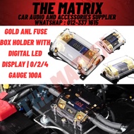 Gold ANL Fuse Box Holder with Digital LED Display | 0/2/4 Gauge 100A