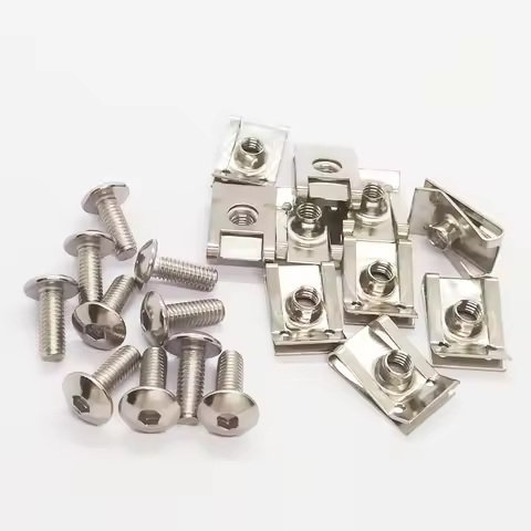10 sets M6/M5/M4 Stainless Steel U Type Clips Thread 5mm 6mm 4mm Reed Nuts and Bolts Screws for Car 