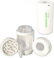 Black Leaf Sherlock Hemp 4-in-1 Glow Jar | Plastic | White | Capacity 102 ml | with One Hitter + USB