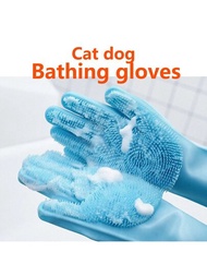 寵物洗澡手套,狗狗貓洗澡工具適用於絨毛和金色,加厚防刮和防咬帶按摩刷