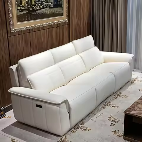 3-Seat modern leather electric luxury function combination sofa with USB charging, suitable for hote
