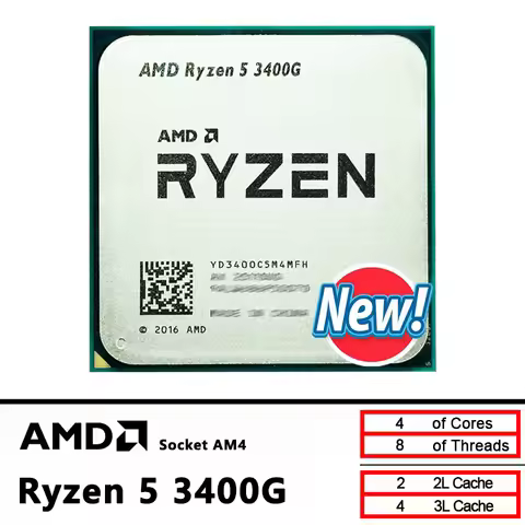 3400G New AMD Ryzen 5 R5 3400G 3.7 GHz Quad-Core Eight-Thread 65W CPU YD3400C5M4MFH Socket AM4