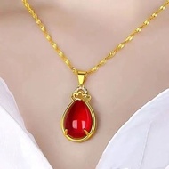 Vietnam Sand Gold Water Drop Light Luxury Pendant Wedding Necklace Imitation Gem Crystal Pendant Liv