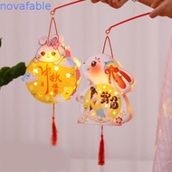 NOVAFABLE​ Mid-Autumn Festival Lantern DIY, Papper Handmade Handheld Rabbit Lantern, Cute with LED L