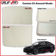 ELEVO Tesla Model Y Black / Beige Color Sunroof Shade Custom Fit Sunshade