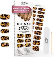 MOYOU LONDON Semi-Cured Gel Nail Strips, 20 Pc. Gel Wraps for Nails, Get 1 Free UV Lamp when you Get