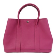 HERMES Country皮革Garden Party PM銀扣手挽袋玫瑰紫色