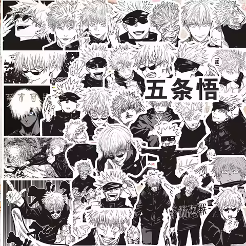 10/30/70pcs Black White Satoru Gojo Jujutsu Kaisen Stickers Anime Decals Laptop Motorcycle Travel Lu