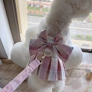 Pet Bichon Cat Teddy Dog Clothes Spring Autumn Clothes Bow Princess Dress Child Female Dog with Leas