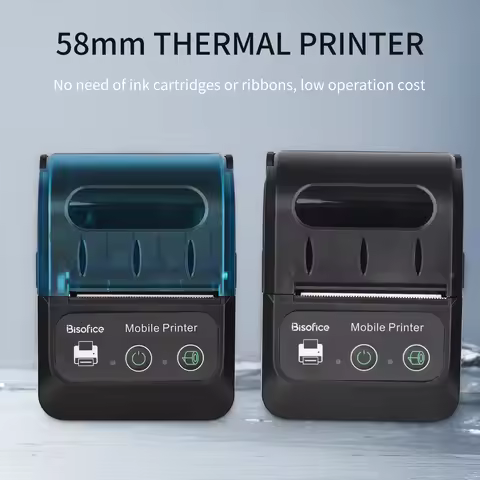Bisofice Portable 58mm Receipt Thermal Printer 2 inches Mini Mobile Pocket Printers with 1 Thermal P