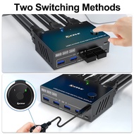 USB 3.0 Dual Monitor KVM Switch HDMI 4K@60Hz 2K@120Hz Simulation EDID for 2 Computers Share 2 Monito