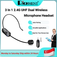 RICHMENT Wireless Microphone 2 In 1 UHF 2.4G Headset Wireless Headset Mic and Handheld Mic 2 in 1 16
