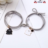 TOSE 2pcs Cute Ghost Face Twine Bracelet, Magnetic Ghost Face Magnetic Couple Bracelet, Couple Style