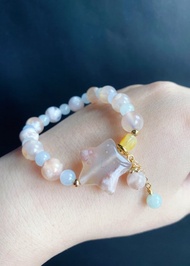 天然緬甸玉翡翠 星星 櫻花瑪瑙 蜜蠟 設計款 手鍊 禮物