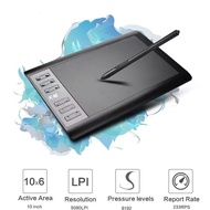 10x6" Digital Graphics Drawing Tablet Art Painting Board Digital Tablet with Pen with 8 Hot Keys for