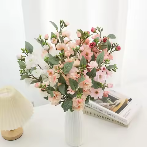 5 Heads Artificial Roses Flowers Elegant Real Touch Silk Rose Bouquet Handmade Plastic Fake Plants O