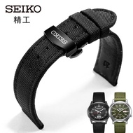 ★New★ Suitable for Seiko No. 5 Canvas Watch Strap Men's Green Water Ghost Can SNK809/807 Black Waterproof Nylon Strap 22mm