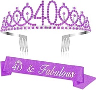 40th Birthday Decorations, 40th birthday Sash and Crown Purple, 40th Birthday Tiara, 40th Birthday G