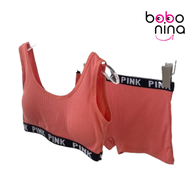 •Ninabobo• BR107 Bra BH CD Set Bralette Boxer Wanita Pakaian Olahraga Set Sport Bra Gym Lari Bahan Adem Lembut