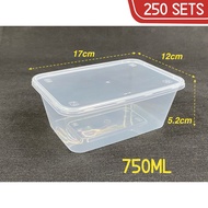 (250 SETS) Rectangular Plastic Food Container With Lid 750ml / Bekas Makanan Plastik Microwave  A750