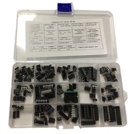 IC Chip Assortment 150PcsOpampOscillatorPwmPC817NE555LM358LM324 JRC4558LM393LM339NE5532 Incl. Socket