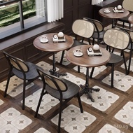 Rattan Dessert Shop Western Restaurant Chair Solid Wood American Style Table and Chair Baking Retro 