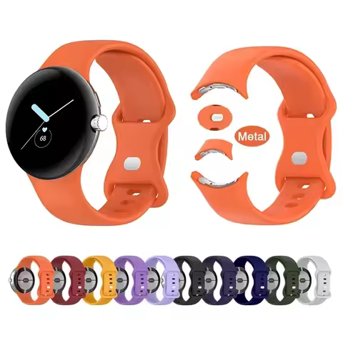 Original Silicone Strap for Google Pixel Watch 2 1 Metal Buckle Silicone Watch Strap Full Cover Band