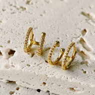 ต่างหูห่วงคู่เพชร CZ ดับเบิ้ลพาเว่