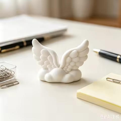 3D Printed White Cloud Angel Wings Resin Figurine Minimalist Cloud Wing Tabletop Sculpture Home Desk