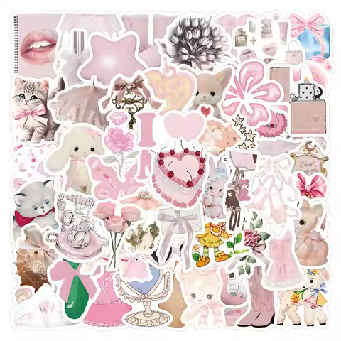 10/30/60PCS Ins Style Pink Coquette Stickers Decoration DIY Waterproof Notebook Phone Suitcase Fridg
