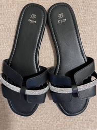 Dune London 黑色水鑽涼鞋 38碼
