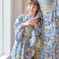 日本 Catherine Cottage - 夢幻2way純棉兵兒帶浴衣(可當洋裝)-滿版花卉-海軍藍