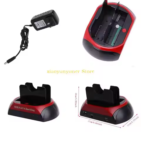 P9JB Aluminum Hard Drive Docking Station, USB 2.0 to SATA IDE Dual Bay External HDD Dock Caddy Reade